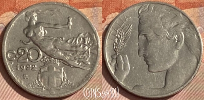Италия 20 чентезимо 1922 года, KM# 44, 361p-011 ♛