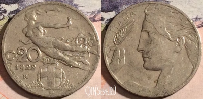 Италия 20 чентезимо 1922 года, KM# 44, a066-126