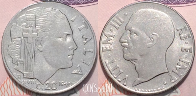 Италия 20 чентезимо 1940 года, KM 75b, 119-060