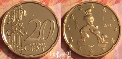 Италия 20 евроцентов 2004 года, KM# 214, PROOF, 500o-032