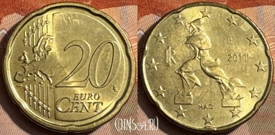 Италия 20 евроцентов 2011 года, KM# 248, 467s-604