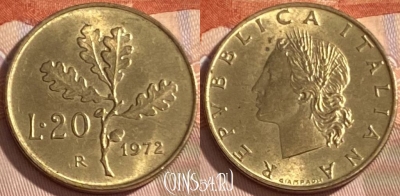 Италия 20 лир 1972 года, KM# 97, 389r-067 ♛