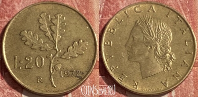 Италия 20 лир 1972 года, KM# 97, 430r-077