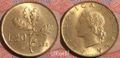 Италия 20 лир 1972 года, KM# 97.2, b094-144