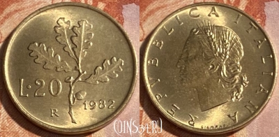 Италия 20 лир 1982 года, KM# 97, 413r-138
