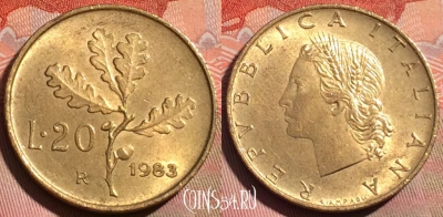 Италия 20 лир 1983 года, KM# 97, 059b-066