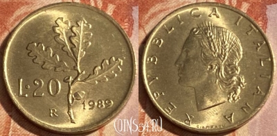 Италия 20 лир 1989 года, KM# 97, 413r-107 ♛