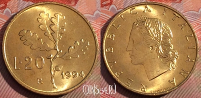 Италия 20 лир 1994 года, KM# 97, 230a-010