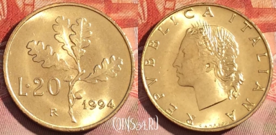 Италия 20 лир 1994 года, KM# 97, 278a-036