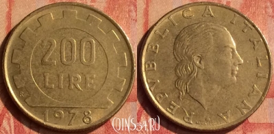Италия 200 лир 1978 года, KM# 105, 049n-025