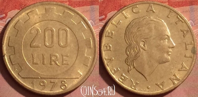 Италия 200 лир 1978 года, KM# 105, 216l-112