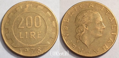 Италия 200 лир 1978 года, см. сост., 68-068b
