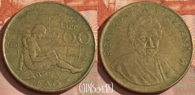 Италия 200 лир 1980 года, KM# 107, 451r-083 ♛
