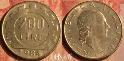 Италия 200 лир 1984 года, KM# 105, 142n-077