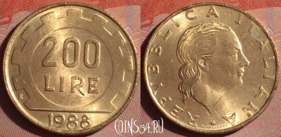 Италия 200 лир 1988 года, KM# 105, 052i-125