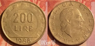 Италия 200 лир 1988 года, KM# 105, 127o-077