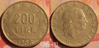 Италия 200 лир 1988 года, KM# 105, 327n-131