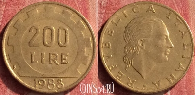 Италия 200 лир 1988 года, KM# 105, 361n-060