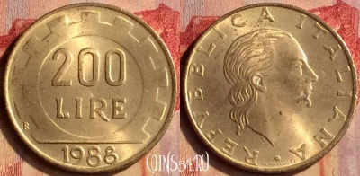 Италия 200 лир 1988 года, KM# 105, 404-075