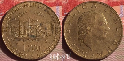 Италия 200 лир 1989 года, KM# 130, 058i-199