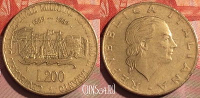 Италия 200 лир 1989 года, KM# 130, 254a-009