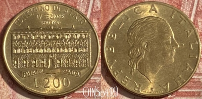 Италия 200 лир 1990 года, KM# 135, 364r-108 ♛