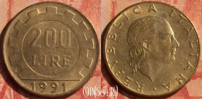 Италия 200 лир 1991 года, KM# 105, 049n-053