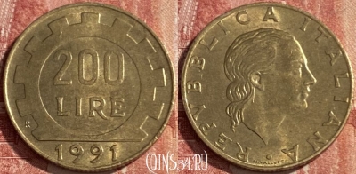 Италия 200 лир 1991 года, KM# 105, 430r-032