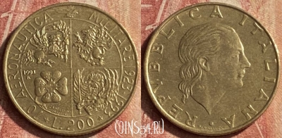 Италия 200 лир 1993 года, KM# 155, 109p-027
