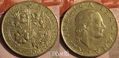 Италия 200 лир 1993 года, KM# 155, 141s-081
