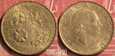 Италия 200 лир 1993 года, KM# 155, 396-110