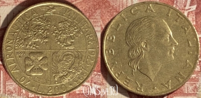 Италия 200 лир 1993 года, KM# 155, 478р-095 ♛