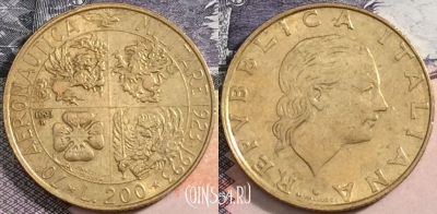 Италия 200 лир 1993 года, KM# 155, a085-005