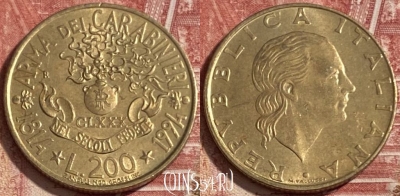 Италия 200 лир 1994 года, KM# 164, 482р-019 ♛