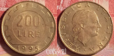 Италия 200 лир 1995 года, KM# 105, 206j-109