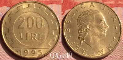 Италия 200 лир 1995 года, KM# 105, 224n-019