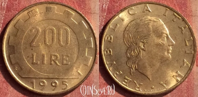 Италия 200 лир 1995 года, KM# 105, 402-017