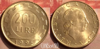 Италия 200 лир 1995 года, KM# 105, 424-103