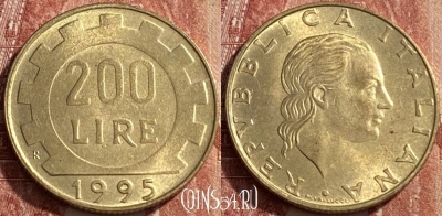Италия 200 лир 1995 года, KM# 105, 462q-297