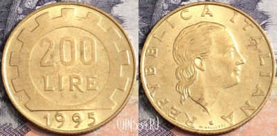 Италия 200 лир 1995 года, KM# 105, a100-042