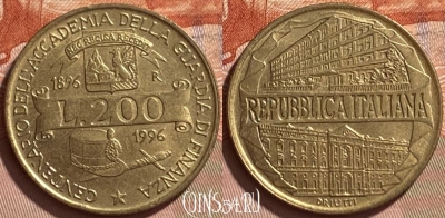 Италия 200 лир 1996 года, KM# 184, 092r-084 ♛