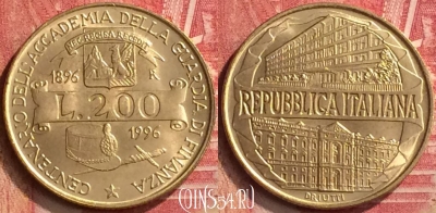 Италия 200 лир 1996 года, KM# 184, 396-111