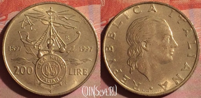 Италия 200 лир 1997 года, KM# 186, 049i-044