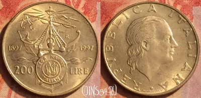 Италия 200 лир 1997 года, KM# 186, 198o-008