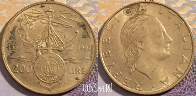 Италия 200 лир 1997 года, KM# 186, 199-111