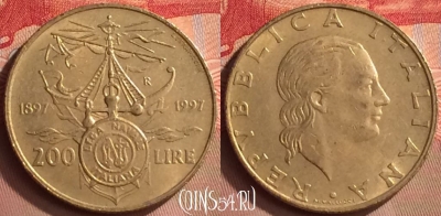 Италия 200 лир 1997 года, KM# 186, 421-124