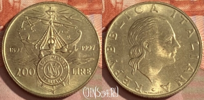 Италия 200 лир 1997 года, KM# 186, 451r-084 ♛
