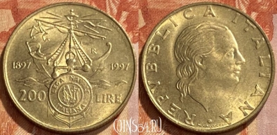 Италия 200 лир 1997 года, KM# 186, 461q-062