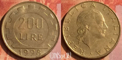 Италия 200 лир 1998 года, KM# 105, 127o-112