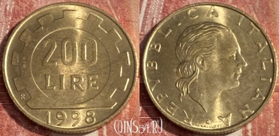 Италия 200 лир 1998 года, KM# 105, 371r-065 ♛